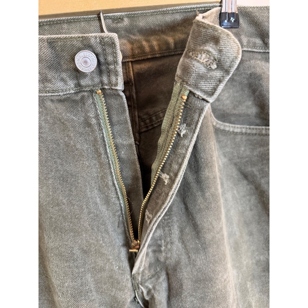 Vintage Levis 501 Mens Olive Green Jeans 40x26 USA Made Zipper Fly Custom Hem - Picture 3 of 7